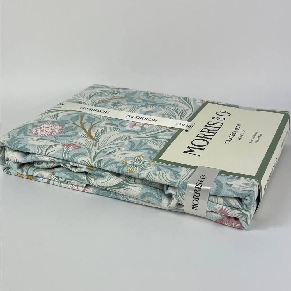 William MORRIS Co Tablecloth Leicester Blue Floral Spring Cotton 70